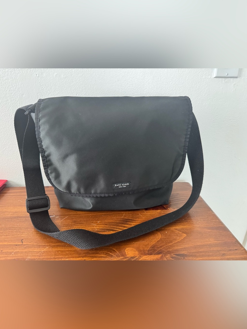 Kate Spade black Nylon Messenger Bag w/ adjustable shoulder strap